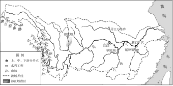 西城区-七年级上学期期末地理试题-试卷配图矢量图-长江流域都江堰灌区图