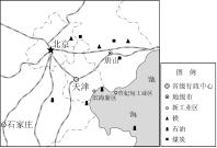 2018-2019七下期末-北京市西城区2018-2019学年七年级下学期期末考试地理试题-矢量配图-京津唐工业基地