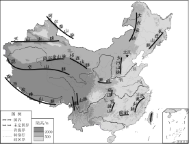 七年级上-西城-矢量配图-中国地形图