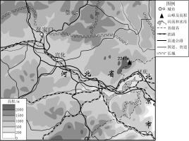 2022年学考一模-西城区-矢量配图-河北宣化及周边区域地图