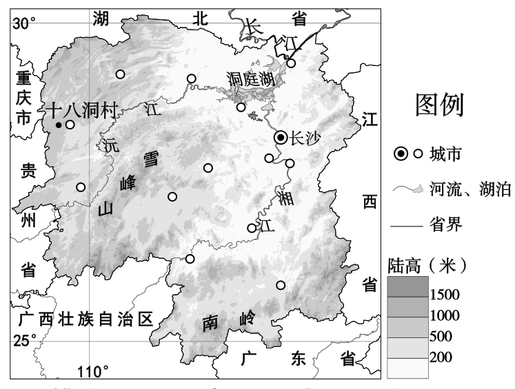 2022-2023-一模制图2023.3-湖南张吉怀高铁-湖南地形河流城市分布