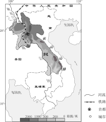 2022年学考一模-东城区-矢量配图-老挝地形图