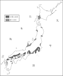 西城期末考试题-北京市西城区2018 — 2019学年度第二学期期末考试八年级地理试卷-矢量配图-日本主要工业地带分布图