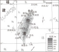 2022上学期期末-西城区七上-矢量配图-台湾省地图含地形河流城市