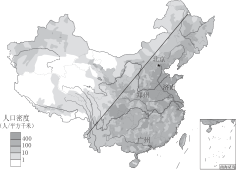 西城试卷矢量配图-中国人口分布人口密度图