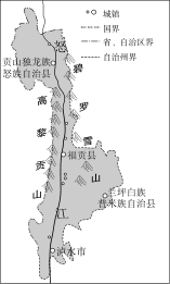 2022年学考一模-东城区-矢量配图-云南怒江傈僳族自治州地图