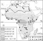 西城期末考试题-北京市西城区2018 — 2019学年度第二学期期末考试八年级地理试卷-矢量配图-非洲气候类型及矿产分布图