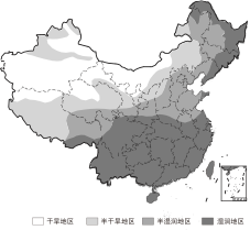 2021年学考一模-2021一模图-东城区-2021东城一模图11中国干湿地区划分图