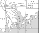 2018-2019七下期末-北京市西城区2018-2019学年七年级下学期期末考试地理试题-矢量配图-珠江三角洲城市分布