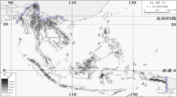 东南亚地形图