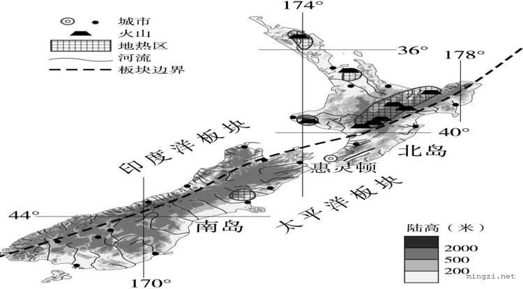 新西兰地形图