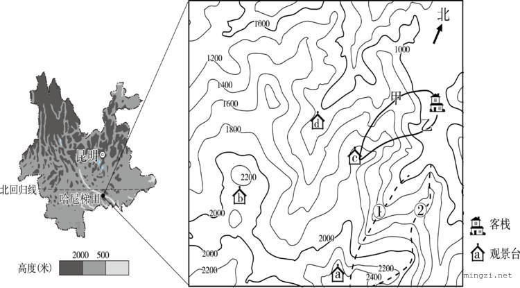 云阳梯田等高线地形地形图