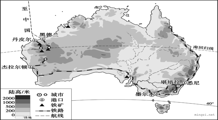 澳大利亚地形矿产和铁路（矢量）