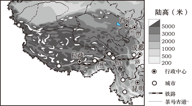 茶马古道川藏铁路青藏地区地形