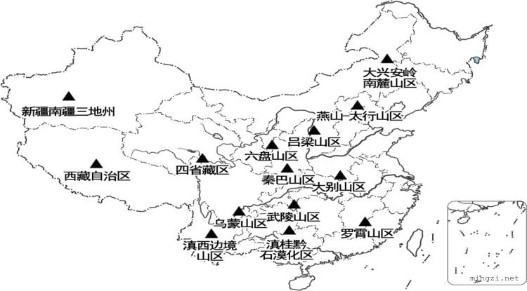 我国扶贫攻坚主战场分布图