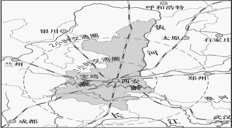 2020学考配图5陕西省米字型高铁网