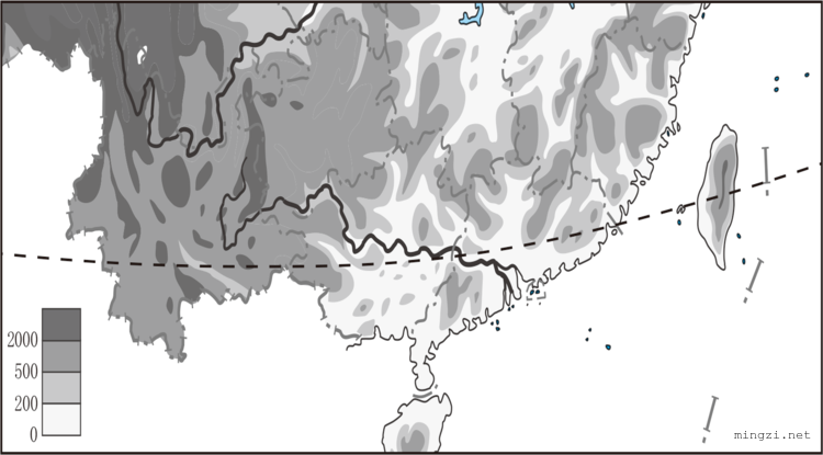 2020中考配图9中国南方部分地区地形