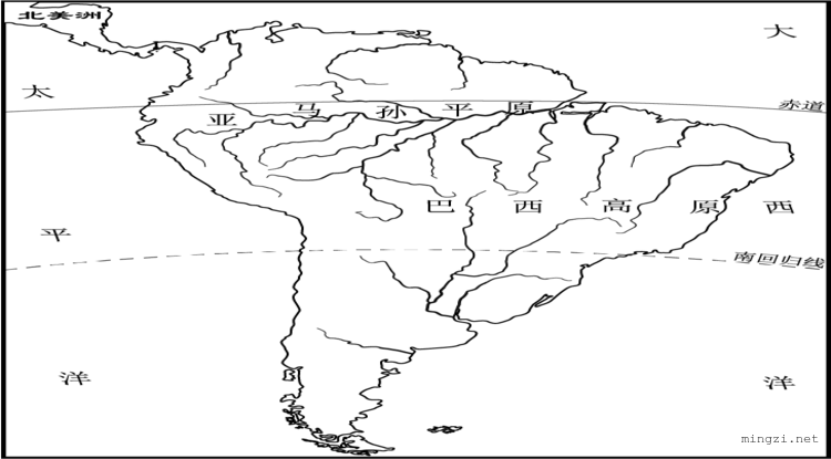 南美洲地形气候水系图剖面