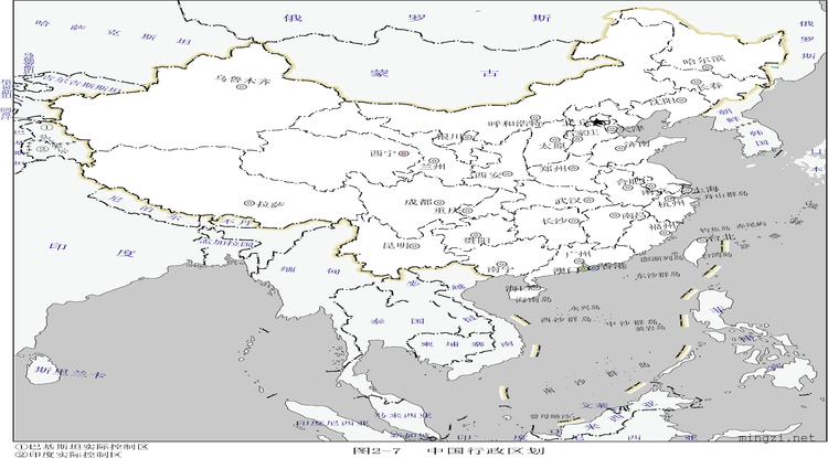 中国行政区划图行政中心标注
