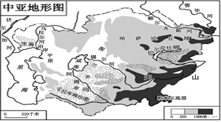 中亚地形图